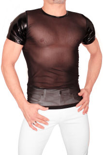SLINKYSTYLEZ Classic men t-shirt TM1B - PowerMesh-CrystalLac BLACK - STANDARD (TM1_X1)