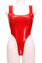 BD20 Ladies Ouvert Vinyl Thong Bodysuit - RED