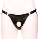 SM20 Herren Jock Kunstleder mit Loch - SCHWARZ