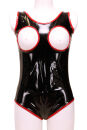 BD21 Damen Ouvert Lack-Body ohne Brüste - SCHWARZ-ROT
