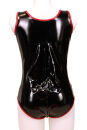 BD21 Ladies Ouvert Vinyl Bodysuit without Breasts - BLACK-RED